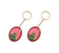 Kangnice 2 piezas accesorios de oración de mezquita llaveros tema de arquitectura islámica recuerdo portátil basado en la fe para vacaciones musulmanas llavero religioso ligero