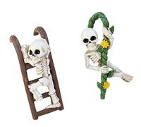 Kangnice 2 Piezas de Figuras Colgantes de Esqueletos y escaleras de Halloween, resinas, macetas Resistentes a la Intemperie, abrazadores para Patios y Decoraciones de paisajes de jardín