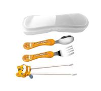 Kangnice Adorables Palillos de Entrenamiento para niños, Animales, completos con Cuchara, Tenedor, Estuche Compacto, Maravilloso Regalo para niños, Juego de Tenedor y Cuchara