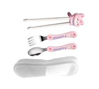 Kangnice Adorables Palillos de Entrenamiento para niños, Animales, completos con Cuchara, Tenedor, Estuche Compacto, Maravilloso Regalo para niños, Juego de Tenedor y Cuchara