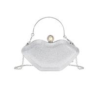 Kangnice Bolso de hombro extraño con diseño de único, agarre adornado centelleante para incidentes de celebración y uso diario, bolso de labios con cinturón modificable