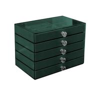 Kangnice Caja de almacenamiento de joyería moderna de 5 niveles con interiores de terciopelo ajustables Materiales PET para organización de accesorios Vitrina de almacenamiento de joyería ajustable