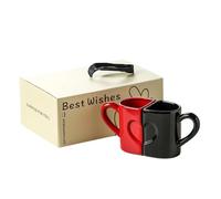 Kangnice De 2 diseños de rompecabezas de corazón tazas de cerámica taza de café con cómodo para parejas románticas regalo de Valentín tazas de amor