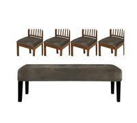 Kangnice Juego de Fundas de Bancos Suaves de 5 Piezas con Taburete, diseños Antideslizantes, configuraciones rápidas, Calidez para Invierno, decoración del hogar, Restaurante