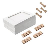 Kangnice Kits de galería de pared, 40 marcos de fotográfico de 6 pulgadas, 40 clips de madera, 4 cordones para colgar para arreglo de imágenes de pared, línea de fotos de cuerda