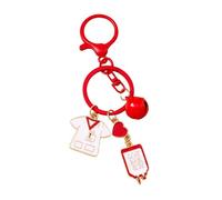 Kangnice Llavero creativo con dije de uniforme de enfermera, joyería de botella con recubrimiento inoxidable para amantes del tema clínico, regalo de aro con código de uniforme de enfermera