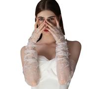 Kangnice Mangas de brazo de boda modificables con detalles de encaje complejos Guanteletes sin dedos de poliéster para vestimenta Complementos elegantes Guanteletes