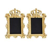 Kangnice Marco de fotos dorado pequeño adornado clásico, 2 uds, decoraciones artísticas de pared delicadas, imagen de resina para diseño Interior creativo, foto dorada pequeña