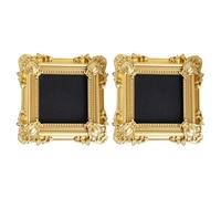 Kangnice Marco de fotos dorado pequeño adornado clásico, 2 uds, decoraciones artísticas de pared delicadas, imagen de resina para diseño Interior creativo, foto dorada pequeña