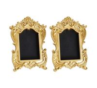 Kangnice Marco de fotos dorado pequeño adornado clásico, 2 uds, decoraciones artísticas de pared delicadas, imagen de resina para diseño Interior creativo, foto dorada pequeña