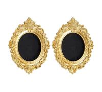 Kangnice Marco de fotos dorado pequeño adornado clásico, 2 uds, decoraciones artísticas de pared delicadas, imagen de resina para diseño Interior creativo, foto dorada pequeña