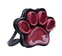 Kangnice Mochila con estampado de patas de gatos japoneses con bolso de hombro de organización transparente para fanáticos del anime Correa ergonómica ajustable Mochila japonesa de PU