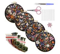 Kangnice Práctico juego de bordado para diseños de mariposas, tela de algodón resistente, instrucciones sencillas para aficionados bordado artesanal