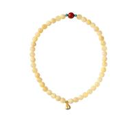 Kangnice Pulsera con colgante de flor de jade amarillo Joyería artesanal Estilos retro que simbolizan la felicidad y la armonía Pulsera con cuentas para suerte
