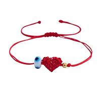 Kangnice Pulsera de cuerda con cuentas de ojos malvados azules Cadena de mano de corazón tejida a mano Accesorio espiritual unisex ajustable Pulsera de amistad de cuerda roja ajustable