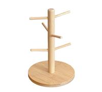 Kangnice Soporte compacto para exhibición de tazas de bambú con 6 ganchos giratorios, soporte para optimizar la utilización del espacio de la cocina pequeña, accesorio de cocina que ahorra espacio
