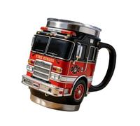 Kangnice Taza de café creativa con forma de camión para extinción de incendios, taza de acero inoxidable aislada, regalo para día del padre o para uso en oficinas, taza de café inoxidable