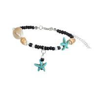 Kangnice Tobillera de cuerda trenzada con dije de de colores Joyería de playa de resina ligera para mujer Accesorios para los pies bohemios Tobillera de bohemia para mujer