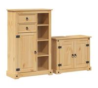 kangqiling 3334635 - Juego de muebles de baño de 2 piezas, corona de madera maciza de pino, marrón, 3334635