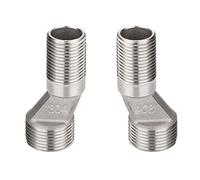 KANGQL Adaptador de tuberías, paquete de 2 adaptadores de conexión de acero, piezas de conexión excéntricas de acero, conectores de grifo de pared, instalación sencilla