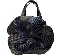 KANGQL Bolso de noche para mujer, bolso de hombro con flores 3D, bolso cruzado de noche, bolso de mano de piel sintética para boda, color negro