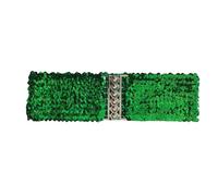 KANGQL Corsé de lentejuelas, corsé de lentejuelas, cinturón de cintura ancha, cinturón decorativo, cinturón elástico de avispa, correa de cintura brillante para mujer, color verde