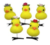 KANGQL Pinza para el pelo, clip de pelo de pato de imitación con corona de rosa, clip lateral para niña, clip de pelo amarillo realista, rosas de pato amarillo