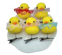 KANGQL Pinza para el pelo, clip de pelo de pato de imitación con corona de rosa, clip lateral para niña, clip de pelo amarillo realista, clip de pelo de pato para falda