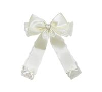 KANGQL Y2K - Pinza para el pelo de encaje con lazo grande y corazón plano, elegante para racimos, color beige