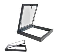 KANGSHOP Ventana de Pozo de iluminación subterránea con Vidrio Templado de Doble Capa, Puerta de Seguridad con trampilla de Acceso al Techo(LxW 30x24in/75x60cm)