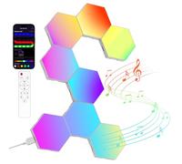 Kangtaixin Hexagonal LED Pared Luces 8pcs RGB Gaming Panel - Sincronización de Música Hexagonales Gamer Habitacion Pared Decoracion Lampara Smart App…