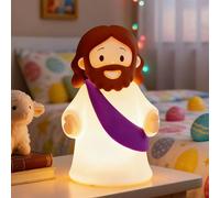 KangTen CHEN Luz nocturna de Jesús recargable para mesita de noche, luz LED de silicona regulable, ideal para reuniones religiosas, regalos para escuela dominical, regalos de bautizo, decoraciones de
