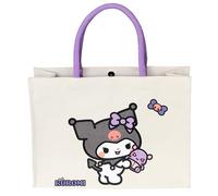 Kanguru Bolso Grande Mujer Kuromi de Algodón - Shopper Tote Bag Forrada con Bolsillo Interior, Regalo Kawaii para Viaje, Compras, Gimnasio y Trabajo