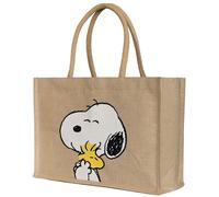 Kanguru, Bolso Mujer Snoopy con Manijas en Algodón, Tote Bag con Forro Interno Elegante y Bolsillo, Diseño Peanuts, Ideal para Shopping, Viaje, Universidad y Almuerzo, Sofisticada y Trendy