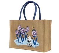Kanguru Bolso Mujer Tote Bag Snoopy, Shopper de Tela Reutilizable con Manijas y Bolsillo, Diseño Peanuts, Ideal para Universidad, Viaje, Shopping, Compras, Resistente y a la Moda, jute bag, yute