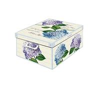 Kanguru Caja En Cartón de Almacenaje, con Tapa, Hortensias, Mediana