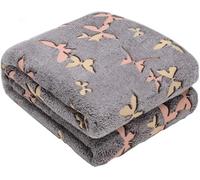 Kanguru Glow - Manta para Cama de Matrimonio 100% Suave Microfibra, Mariposas Grises, 230 x 230 cm