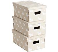 Kanguru LAVATELLI, conjunto de 3 Cajas en Cartón, Beige/Blanco, 29x51x21 cm, PERROS, 29x51x20 cm, 3 (615)