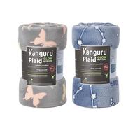 Kanguru Pijama Party Kit - Juego de 2 Plaid Glow in the Dark 130 x 150 cm Mariposas Gris + Constelaciones Azul - Manta polar suave fluorescente para fiestas amigos decoraciones - Idea regalo