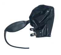 Kangxinsheng Máscara de Capucha de Látex Negra con Bolsa de Respiración,máscara de Goma con Cremallera Trasera y Cuello para Cosplay