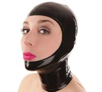 Kangxinsheng Negro Elegante Capucha Látex,Látex Máscara Capucha Con Cremallera Trasera Abertura Facial Completa,Adecuado para Disfraces Cosplay Carnaval-S