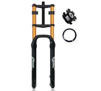 KANGXYSQ 20/26 Pulgadas Bicicleta Horquilla De Suspensión 4.0 Tire Horquilla Fat Recorrido 1-1/8" 190 Mm Doble Hombro Ajuste Amortiguación QR 9 Mm Bicicletas Eléctricas De Playa Nieve(Gold,26")