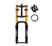 KANGXYSQ 20/26Pulgadas Bicicleta Horquilla De Suspensión 4.0 Tire Horquilla Doble Hombro Freno De Disco 1-1/8 Pulgadas Eje Pasante Recorrido 15 X135 Mm Rebote Ajustable 190 Mm(Gold,20")