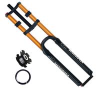 KANGXYSQ 26/27,5/29 Pulgadas Horquilla De Suspensión para Bicicleta De Montaña Freno De Disco DH MTB Horquilla Neumática 1-1/8" Recta Recorrido 145 Mm Descenso Horquillas Delanteras QR 9Mm(Gold,29")