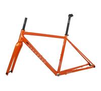 KANGXYSQ Cuadros Bici De Carretera De Grava Cuadro De Freno De Disco De Aluminio 44/47/50/53/56cm Horquilla De Carbono Eje Pasante F100mm R142mm Enrutamiento Interno(Bright Orange,47cm)
