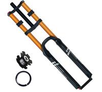 KANGXYSQ DH Suspensión Aire Horquilla Bicicleta 26/27,5/29 Pulgadas XC/MTB Horquilla Neumática Recorrido 180 Mm Recta Doble Hombro Horquilla Delantera QR 9x100 Mm Rebote Ajustable(Gold,26")