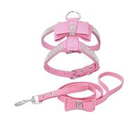 KANGYEBAIHUODIAN Ajuste for Correa de arnés for Mascotas con Diamantes de imitación Cristal ostentoso Correa de Pecho Ajustable Lazo de Gamuza Suave Cuero Envío Directo (Color : Harne