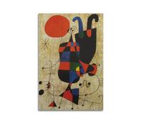 KANGZENG Joan Miro Pintor Works (figuras y perro delante del sol) arte pared lienzo sala de estar dormitorio decoración obras de arte 20 x 30 cm