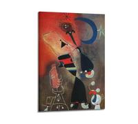 KANGZENG Joan Miro - Póster artístico de obras de pintor (mujer y pájaro a la luz de la luna), lienzo para pared, impresión de pergamino, decoración de paredes de sala de estar, hogar, 60 x 90 cm