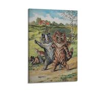 KANGZENG Póster artístico de Louis Wain Painter Works (dos hermanos gatos) para decoración de pared, foto para el hogar, decoración moderna, 40 x 60 cm